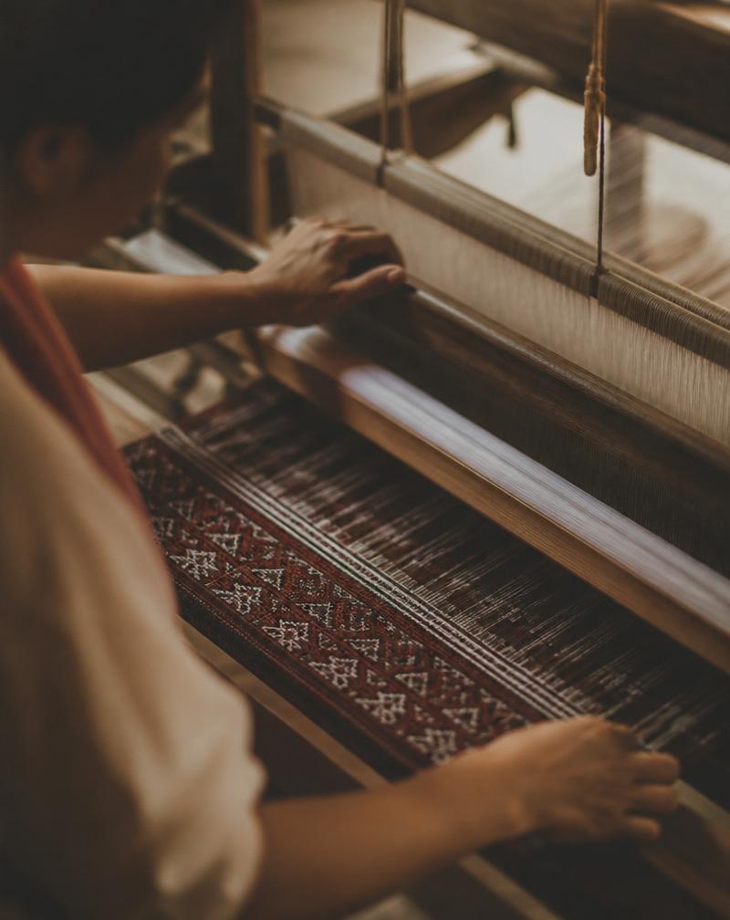Traditional handloom in motion